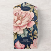 Invitation Tout En Un Code QR Aquarelle Pivoine Rose Mariage Art Nouvea (Dehors)