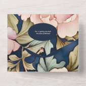 Invitation Tout En Un Code QR Aquarelle Pivoine Rose Mariage Art Nouvea (Verso)