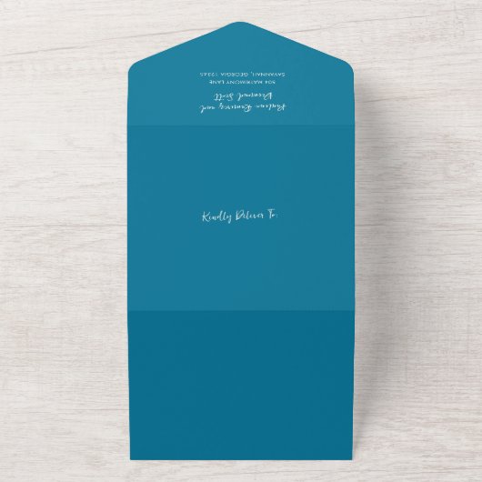 Invitation Tout En Un Code QR bleu moderne Mariage simple (Dehors)