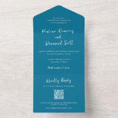 Invitation Tout En Un Code QR bleu moderne Mariage simple (À l'intérieur)