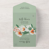 Invitation Tout En Un Code QR botanique de l'aquarelle fleur sauvage (Dehors)