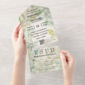Invitation Tout En Un Code QR botanique Eucalyptus vert crème (Déchirure)