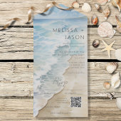 Invitation Tout En Un Code QR côtier côtier de plage moderne