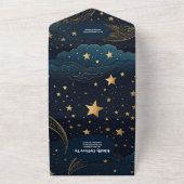 Invitation Tout En Un Code QR Crescent céleste Lune Mariage or (Dehors)