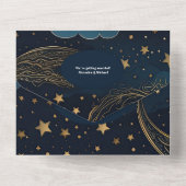 Invitation Tout En Un Code QR Croissant de Lune Céleste Mariage Or (Verso)