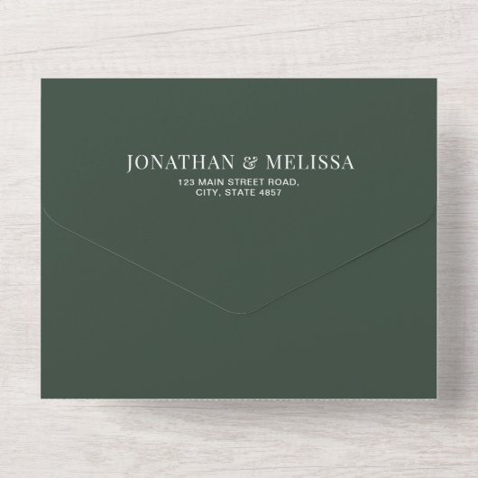 Invitation Tout En Un Code QR | Dark Green Simple Overlay Mariage photo (Verso)