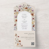 Invitation Tout En Un Code QR de fleur sauvage (À l'intérieur)