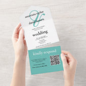 Invitation Tout En Un Code QR de l'unité Turquoise légère (Déchirure)