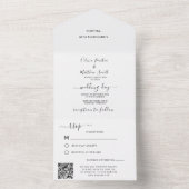 Invitation Tout En Un Code QR de Mariage classique blanc minimal RSVP (À l'intérieur)