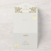 Invitation Tout En Un Code QR de mariage doré baroque (Dehors)