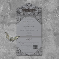 Code QR de mariage gris noir chauve-souris victori