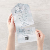 Invitation Tout En Un Code QR de Mariage Hivernal sur un Mariage enneigé (Déchirure)