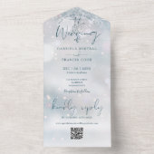 Invitation Tout En Un Code QR de Mariage Hivernal sur un Mariage enneigé (À l'intérieur)