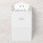 Invitation Tout En Un Code QR de monogramme de verdure florale Mariage (Dehors)