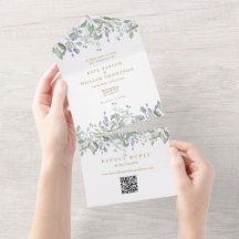 Code QR de monogramme doré floral lilas sage maria