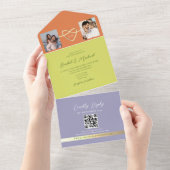 Invitation Tout En Un Code QR de photo Citron Vert Mariage (Déchirure)
