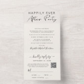 Invitation Tout En Un Code QR de réception de mariage à la crème "Happil (À l'intérieur)
