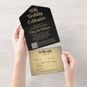 Invitation Tout En Un Code QR de réponse pour toute fête d'anniversaire