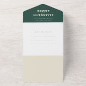 Invitation Tout En Un Code QR de réponse simple de mariage vert émeraude (Dehors)