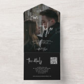 Invitation Tout En Un Code QR de réponse simple noir et blanc pour maria (À l'intérieur)