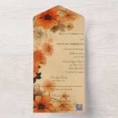 Invitation Tout En Un Code QR des fleurs d'automne (À l'intérieur)