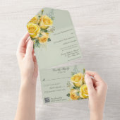 Invitation Tout En Un Code QR des roses jaunes (Déchirure)
