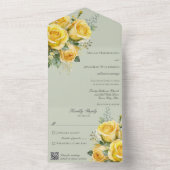 Invitation Tout En Un Code QR des roses jaunes (À l'intérieur)