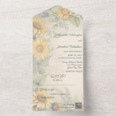 Invitation Tout En Un Code QR des tournesols rustiques (À l'intérieur)