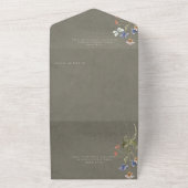 Invitation Tout En Un Code QR du cadre Fleur sauvage vert Sage rustique (Dehors)