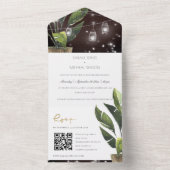 Invitation Tout En Un Code QR du Mariage de la chaîne feuilleté de palme (À l'intérieur)