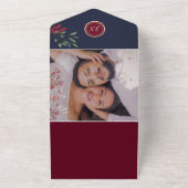 Invitation Tout En Un Code QR du Mariage de la Marine Bleue Bourgogne (Dehors)