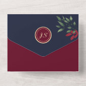 Invitation Tout En Un Code QR du Mariage de la Marine Bleue Bourgogne (Verso)