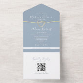 Invitation Tout En Un Code QR Dusty Mariage bleu (À l'intérieur)