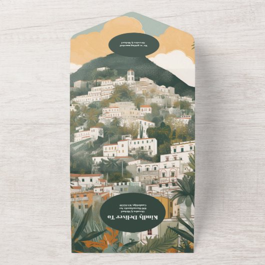 Invitation Tout En Un Code QR Élégant Italie Capri Destination Mariage (Dehors)