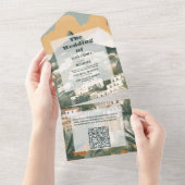 Invitation Tout En Un Code QR Élégant Italie Capri Destination Mariage (Déchirure)