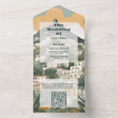 Invitation Tout En Un Code QR Élégant Italie Capri Destination Mariage (À l'intérieur)