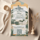 Invitation Tout En Un Code QR Élégant Italie Capri Destination Mariage