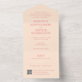 Invitation Tout En Un Code QR Élégant Mariage Pêche Moderne (À l'intérieur)