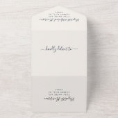 Invitation Tout En Un Code QR élégant Réception de mariage bleu marine (Dehors)