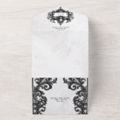 Invitation Tout En Un Code QR en fibre d'Halloween noir et blanc gothiqu (Dehors)