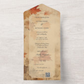 Invitation Tout En Un Code QR Feuilles d'Automne Rustiques (À l'intérieur)