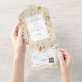 Invitation Tout En Un Code QR Fleur sauvage des champs Automne Rustique (Déchirure)