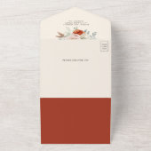 Invitation Tout En Un Code QR Floral Ivoire Orange Brûlé Mariage (Dehors)