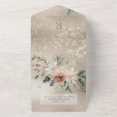 Invitation Tout En Un Code QR Gold Pine & Berries (Dehors)