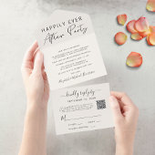 Invitation Tout En Un Code QR Happily Ever After Crème Mariage Réception