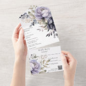 Invitation Tout En Un Code QR Lavender et Black Peonies (Déchirure)