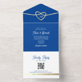 Invitation Tout En Un Code QR Mariage Bleu Royal (À l'intérieur)