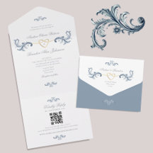 Code QR Mariage bleu vintage Dusty
