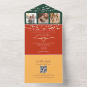 Invitation Tout En Un Code QR Mariage Chic String Lights (À l'intérieur)