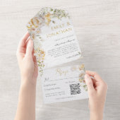 Invitation Tout En Un Code QR Mariage de prairie élégant (Déchirure)